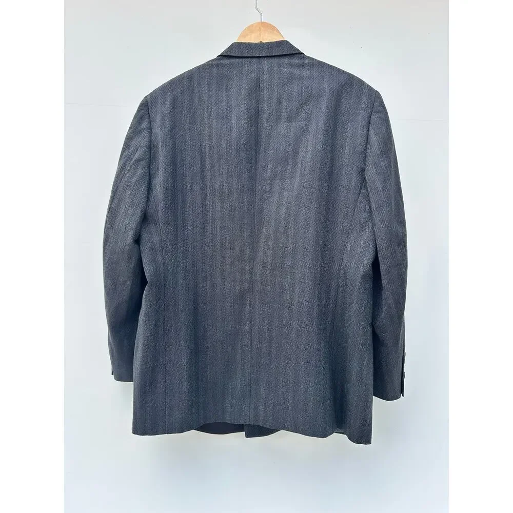 Vintage Christian Dior Oversized Blazer Suit Jacket Wool Designer Charcoal Gray - Picture 4 of 11